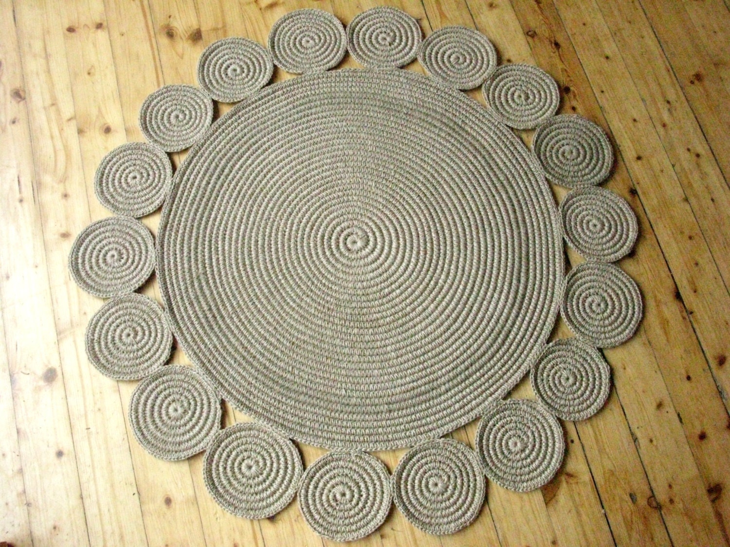 40 in Crochet Jute Circle Rug / 100 Natural Materials / Etsy