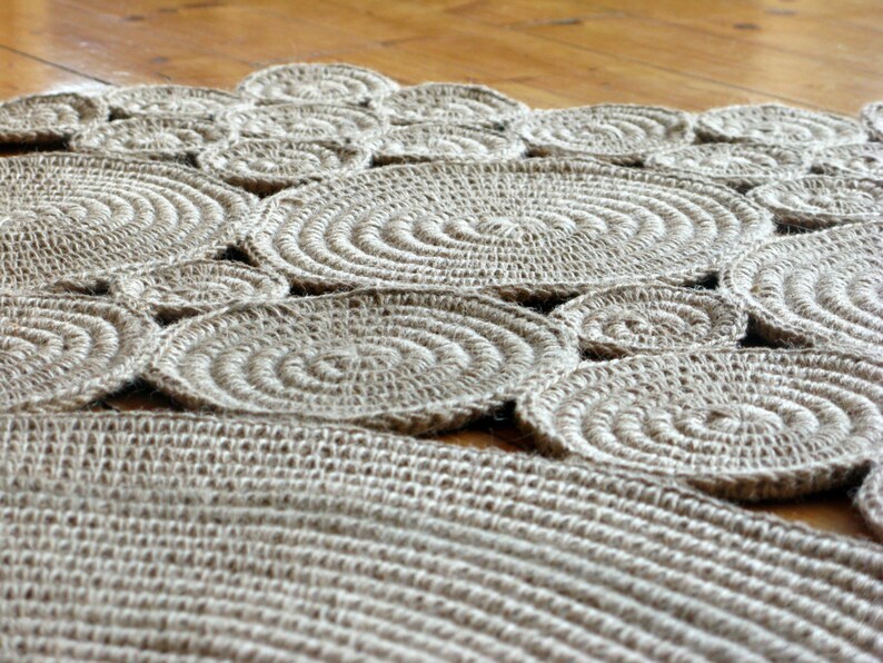 6 ft Crochet jute circle rug / 100 naturals materials Etsy