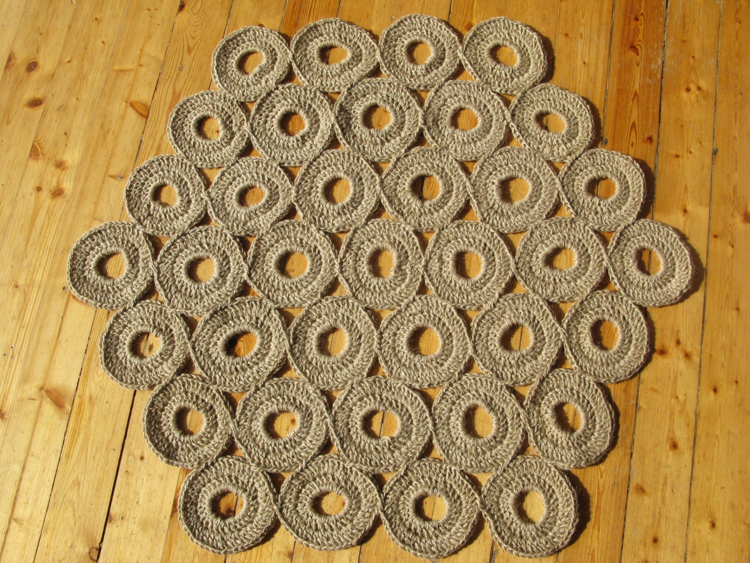 Crochet jute rug / hexagon / 37 in / 100 naturals materials Etsy