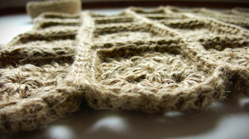 View of Hand Crochet Jute Rug - Square Area Rug, Natural Fiber Bath Mat - Etsy