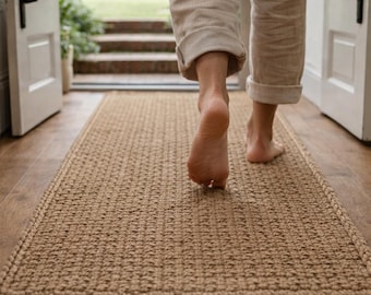 Hallway Runner Rug, Jute Runner Rug, Long Narrow Runner, Handmade Jute Rug, Natural Jute Runner, Custom Size Runner