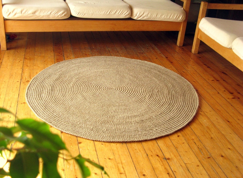 Crochet jute circle rug / 50 / 100 naturals materials