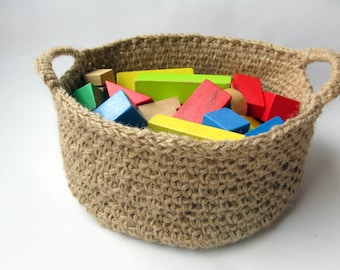 Crochet jute basket / bow / 100% natural materials / Ready to ship