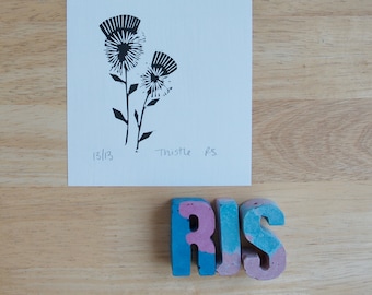 Thistle Lino Block Print