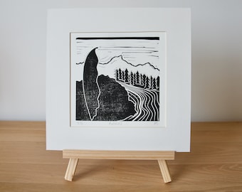 The Ski Six - Lino Block Printed Series - Morzine//Avoriaz - Printmaking - French-Swiss Alps - Black + White Prints