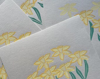 Spring, Block Print Daffodils
