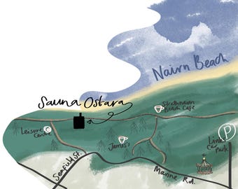 Personalised Illustrated Map, Story Map, Wedding stationery, Small business marketing tool