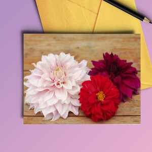 Afdrukbare Moederdag kaart downloaden, herfst bloemen Fotokaart, Mother's Day Card, Card voor mam, dahlia afdrukbare card, verjaardagskaart