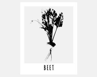 Beet print, dine room decor, kitchen printable poster, food print, Grey monochrome poster, digital download, restaurant decor