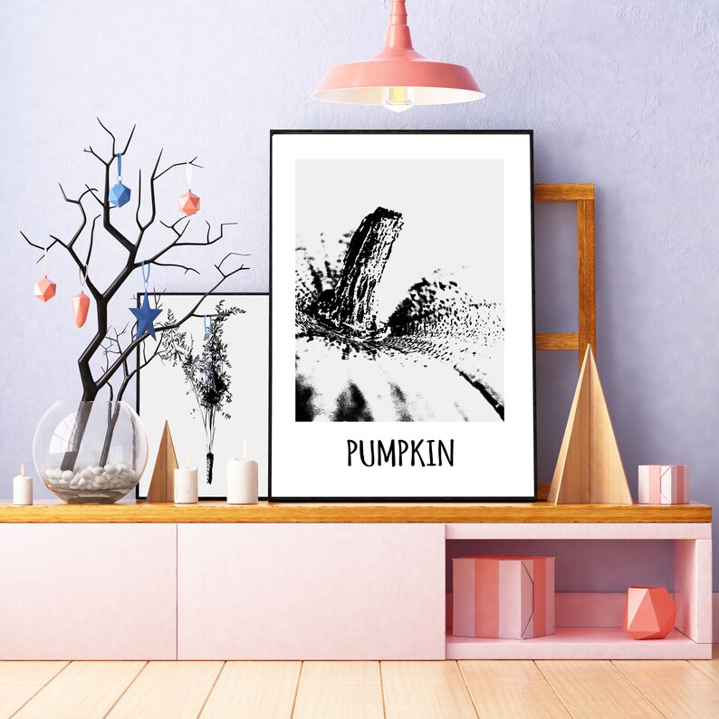 home decor digital download Halloween poster Grey monochrome poster kitchen poster Pumpkin printable kichen poster food photography