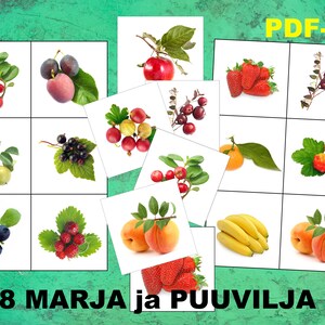 18 ppekaarti puuviljade ja marjadega, pildikaardid ilma tekstita, päris fotodega