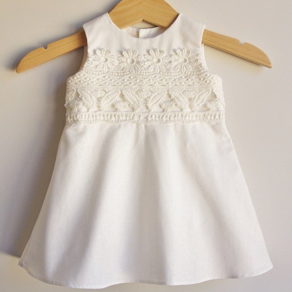 Cotton Baby Dress with Crochet Lace, 0000 size