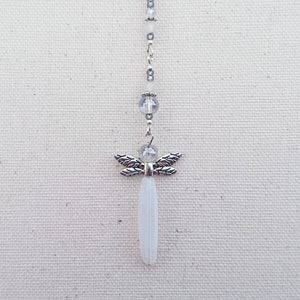 White Dragonfly Pendulum for Dowsing and Energy Clearing image 1