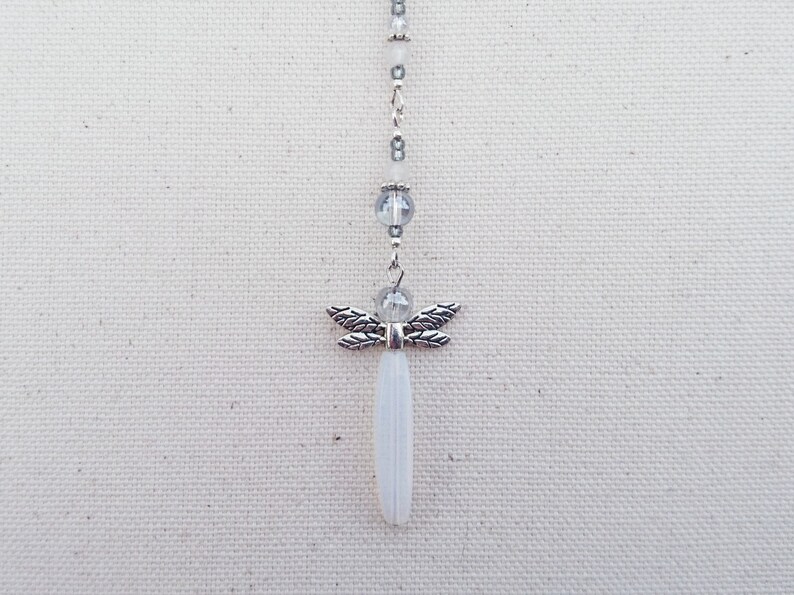 White Dragonfly Pendulum for Dowsing and Energy Clearing image 1