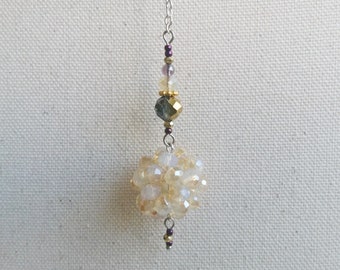 Sparkly Light Golden Crystal Glass Pendulum for Dowsing and Energy Clearing