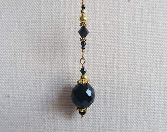 Black Glass Bead Pendulum for Dowsing and Energy Clearing
