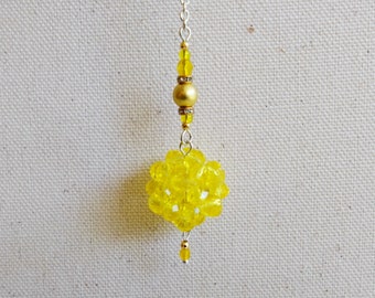 Sparkly Yellow Crystal Glass Pendulum for Dowsing and Energy Clearing