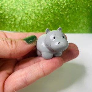 JellyDoodles Hippo Figurine- 1.75 Inch long, 3D printed and hand painted