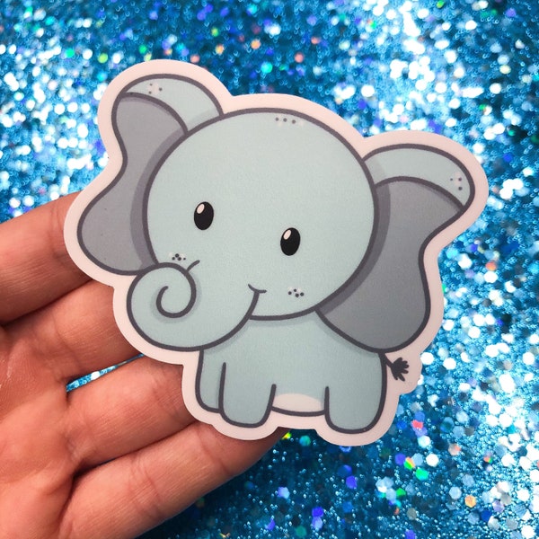 Waterproof JellyDoodles Cute Elephant Sticker - 3" vinyl - FREE SHIPPING