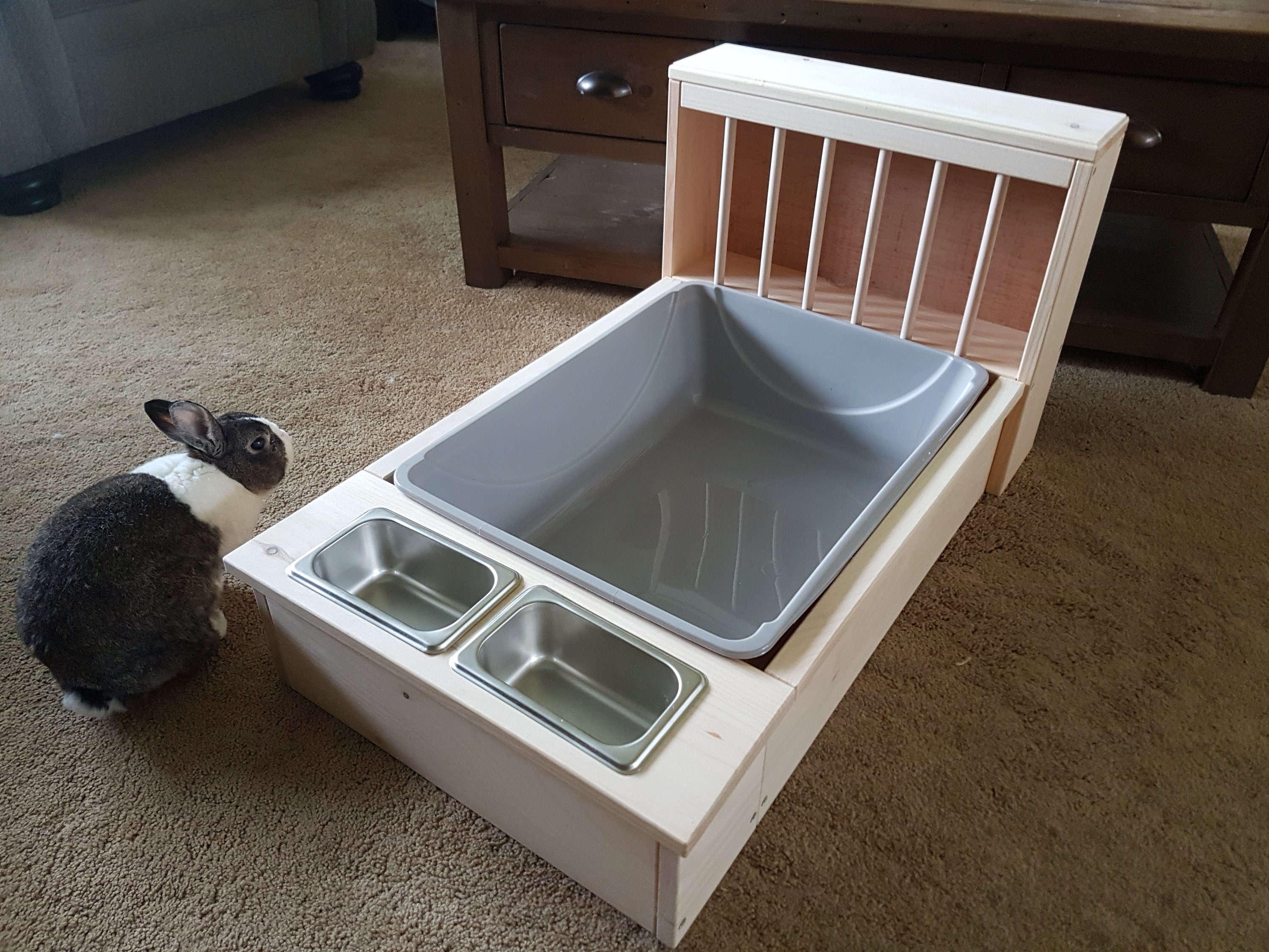 Xl Bunny Rabbit Hay Feeder Litter Pan Food Bowl Station Etsy