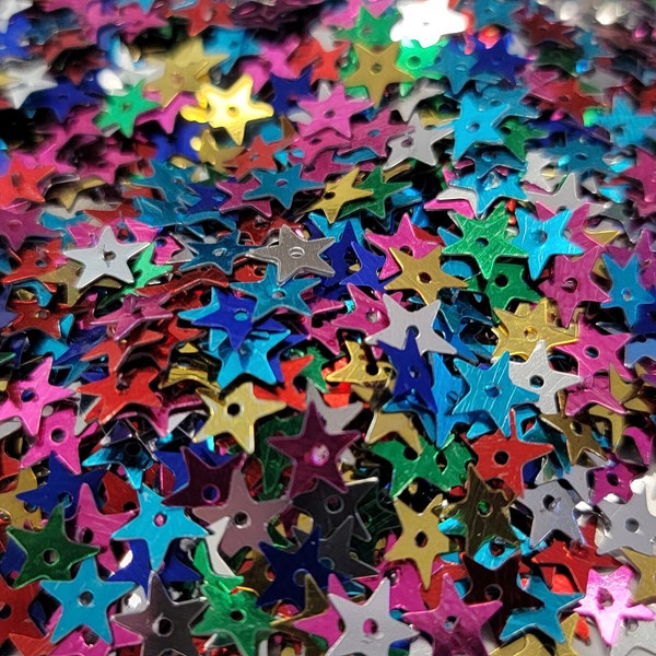 Mixed Star Sequins, Gold Red and Green Sequins Mix, Star Sequins, Slime Embellishment