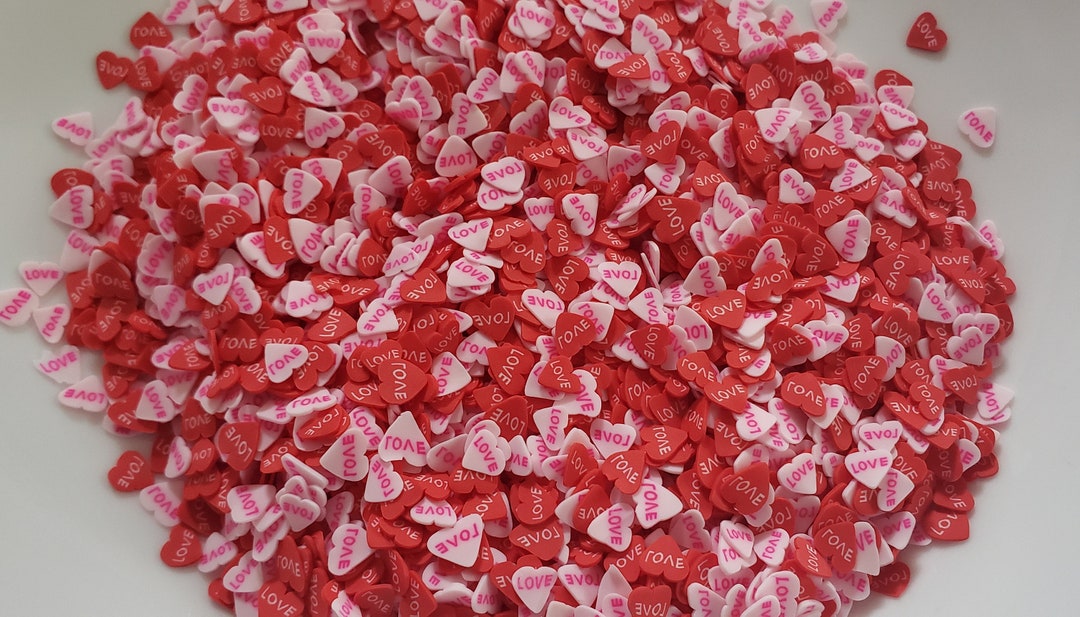 Love Hearts Clay Bits, Polymer Clay Embellishments, Love Sentiment