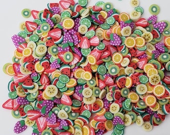 Summer Fruit Clay Bits Mix, Polymer Clay embellishments, Summer Embellishment, Slime Embellishment