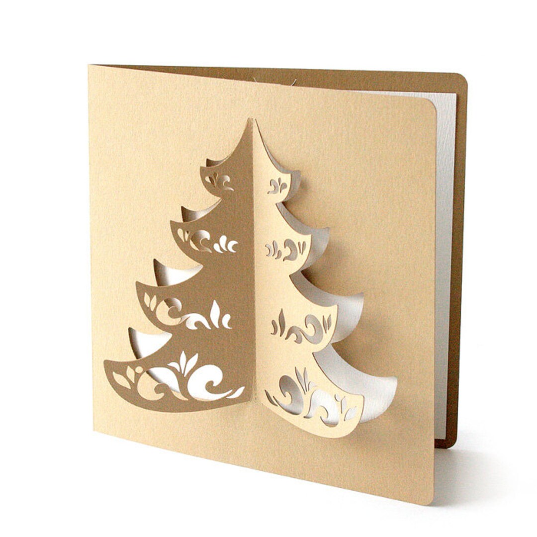 Laser Cut 3D Christmas Cards, Set of 25pc. Elegant, Original, Modern