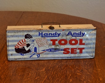 Vintage Handy Andy Tool Set Box