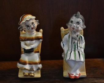 Vintage Old Couple in Rocking Chairs Salt and Pepper Shaker Set