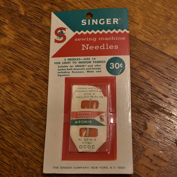 Vintage 1960's Singer Sewing Machine Needle Package // With Size 14 Needle