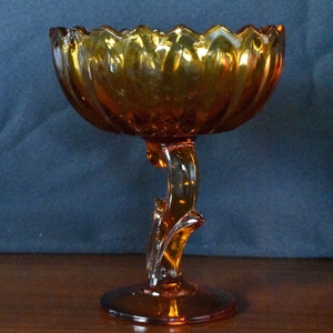 Gold Glass Lotus Blossom Tall Compote // Indiana Glass