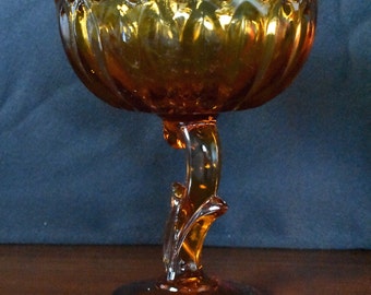 Gold Glass Lotus Blossom Tall Compote // Indiana Glass