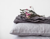 Set of 2 Light Grey Stone Washed Linen Pillow Cases