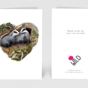 Tarjeta de corazón de tejón aniversario boda día de la madre día del padre cumpleaños bautizo recién nacido 1er cumpleaños