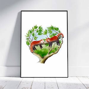 Red Panda Familieportret Beschikbaar met aangepaste namen, gepersonaliseerde tekst & aangepaste samenstelling Aangepaste print Stamboom Moederdag