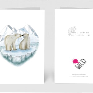 Cartão de coração de urso polar
