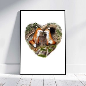 Ritratto della famiglia Fox. Disponibile con nomi personalizzati, testo personalizzato e composizione personalizzata. Stampa personalizzata. Albero genealogico