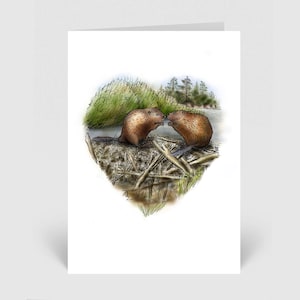 Tarjeta de corazón de castor aniversario boda Día de la Madre Día del Padre cumpleaños bautizo recién nacido 1.er cumpleaños