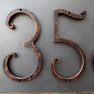 House Number /Black copper / Iron House Numbers 5 inch/Door Numbers / Metal house number/Address numbers/Sign Flat Room Number /Rustic decor image 7