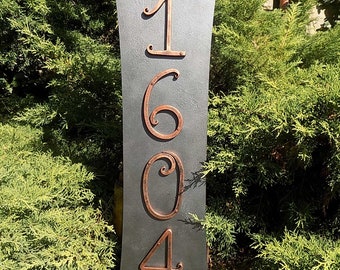 Vertical House Number / Metal scroll / house address / House Number / Address numbers / Metal House Numbers / home address / Sign Plaque