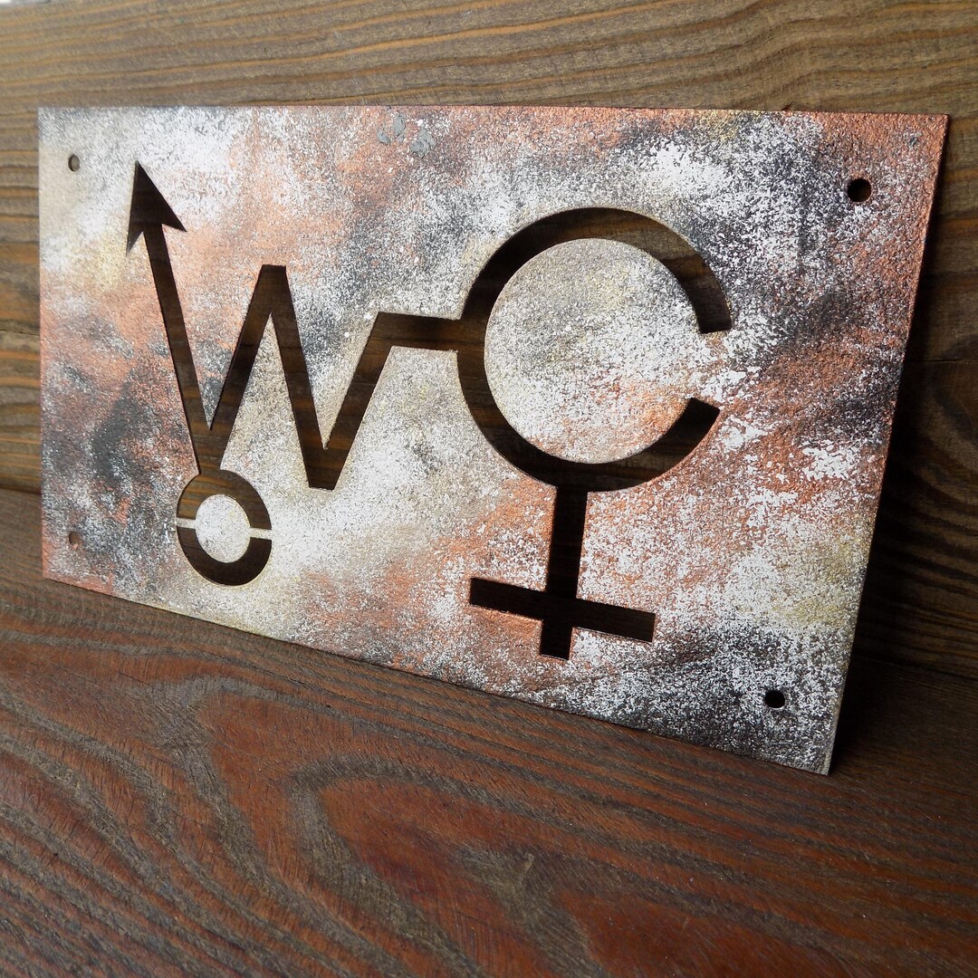 Wc Sign Classy Unisex Office Restroom Sign , Art Designer's Decor WC Sign , Small Male ...