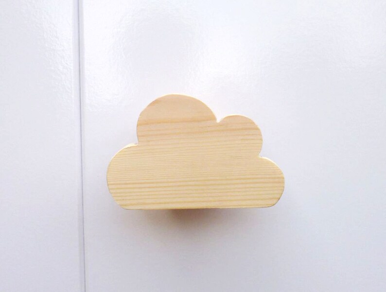 Wooden drawer handle pine cloud handle hand painted Etsy