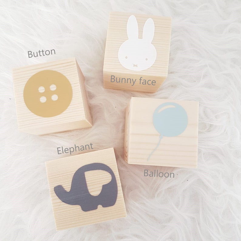 Picture Blocks Wooden Baby Stacking Blocks Nursery Decor Etsy