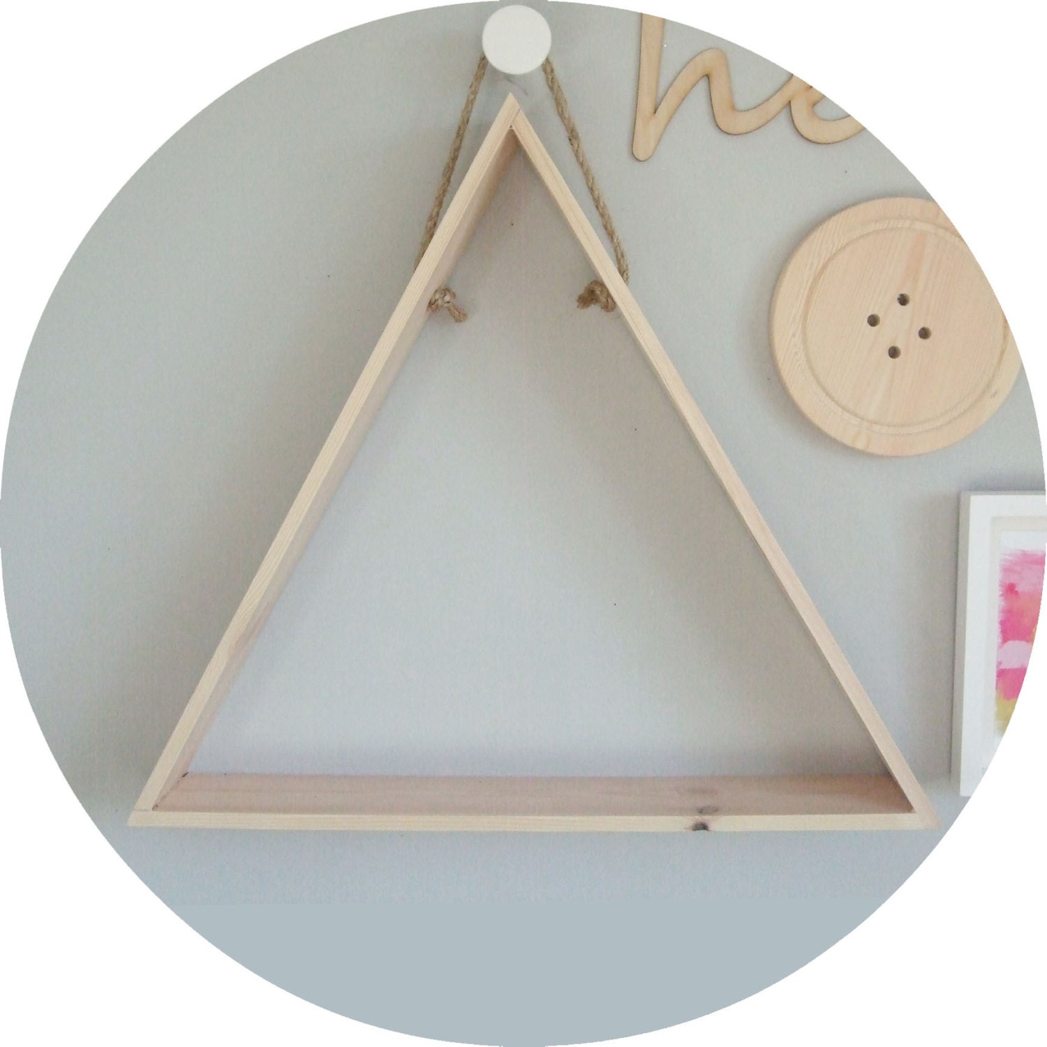 large wooden triangle shelf pine triangle hand made Etsy