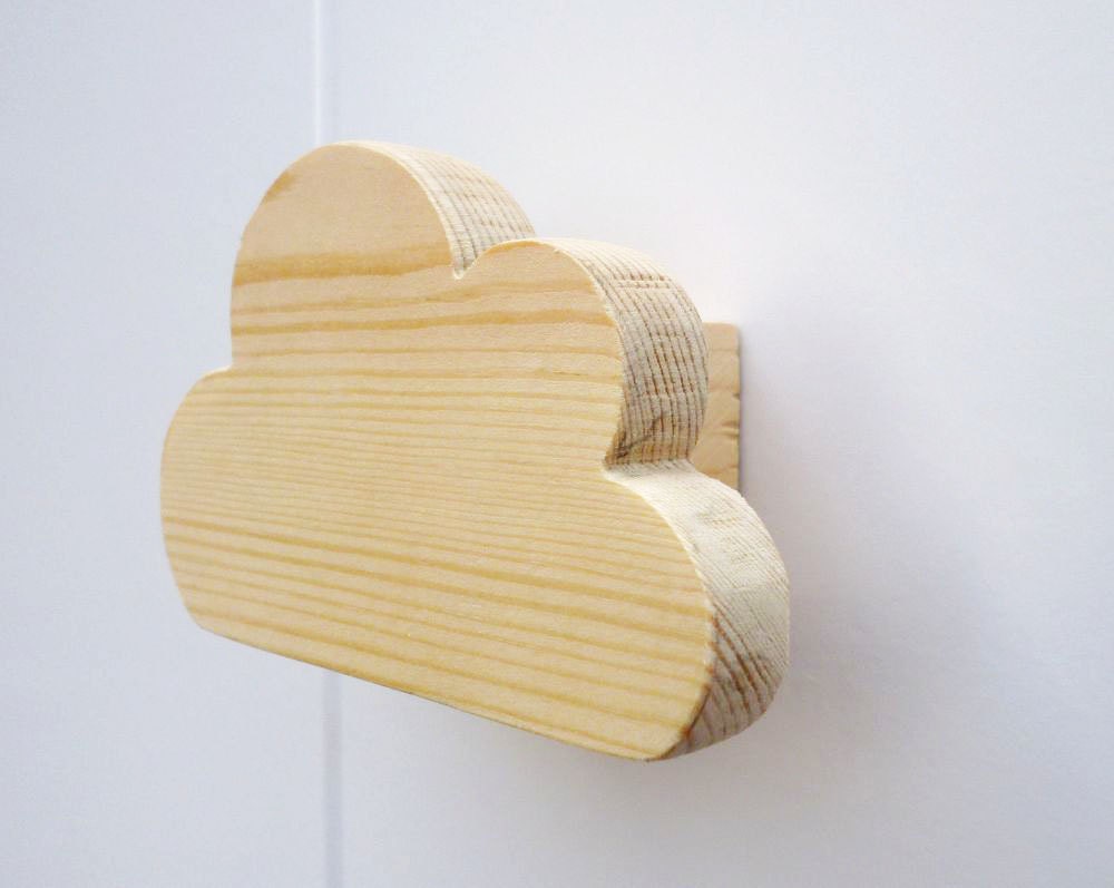 Wooden drawer handle pine cloud handle hand painted Etsy