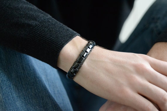 HEMATITE MAGNETIC BRACELET Black 1 2 Moon Spacers and Disc. 7 X13 Mm Beads Etsy Canada