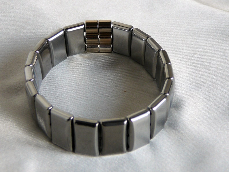 Magnetic 100/% Faceted Hematite Tibetan Silver Bracelet 3 Anklet Row Therapeutic