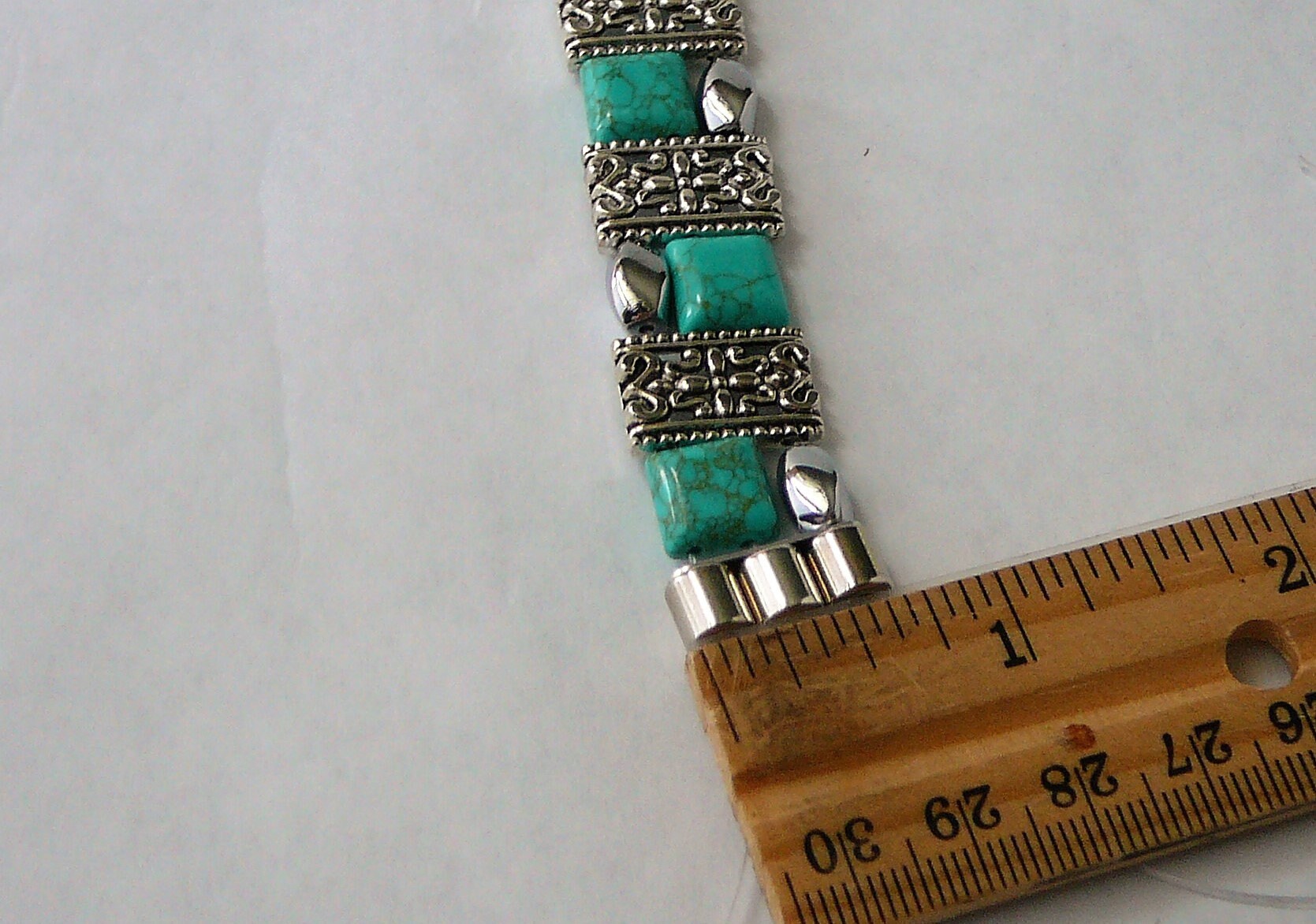TURQUOISE BRACELET With Tibetan Silver Spacers Etsy