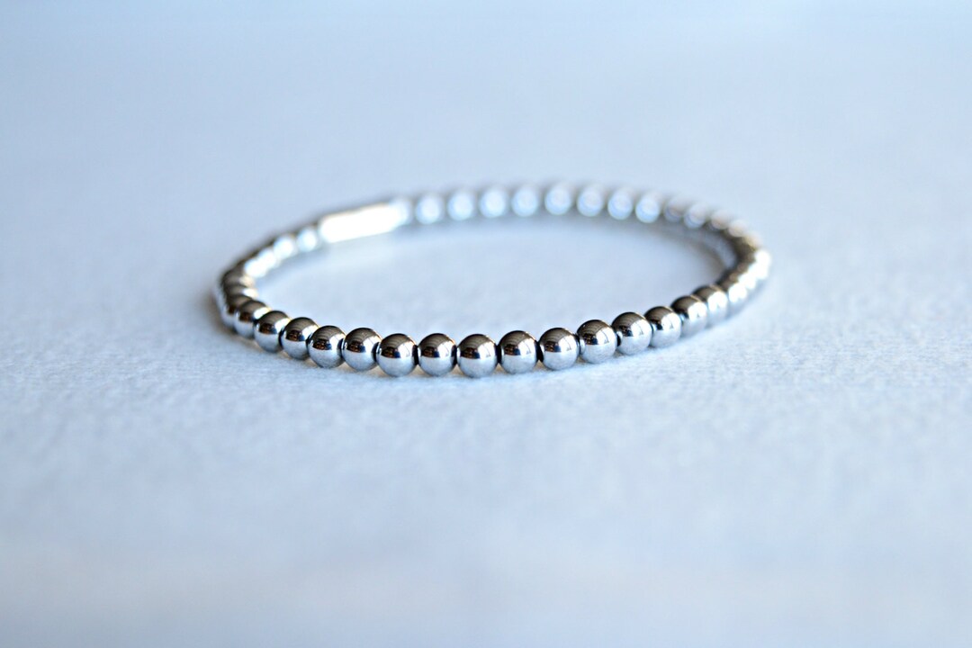 MAGNETIC ANKLE/WRIST Silver Beaded bracelet Hematite Magnetic beaded Bracelet can be sized for ankle or wrist